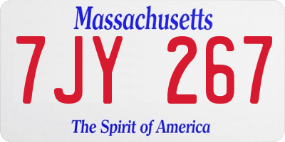 MA license plate 7JY267