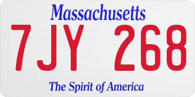 MA license plate 7JY268