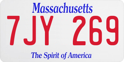 MA license plate 7JY269