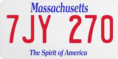 MA license plate 7JY270