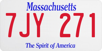 MA license plate 7JY271