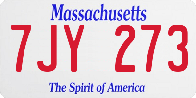 MA license plate 7JY273