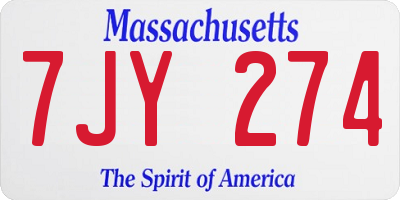 MA license plate 7JY274
