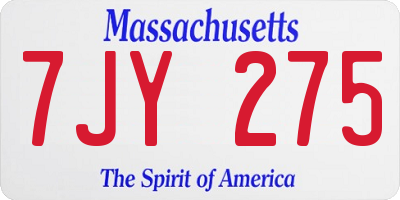 MA license plate 7JY275