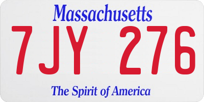 MA license plate 7JY276