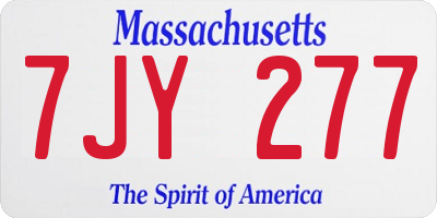 MA license plate 7JY277