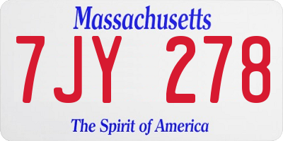 MA license plate 7JY278