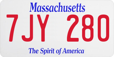 MA license plate 7JY280