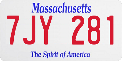 MA license plate 7JY281