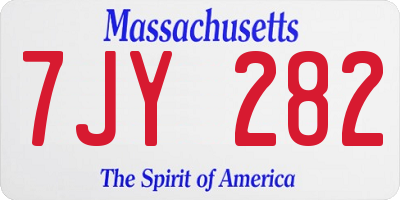 MA license plate 7JY282