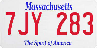 MA license plate 7JY283