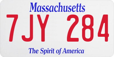 MA license plate 7JY284