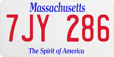 MA license plate 7JY286