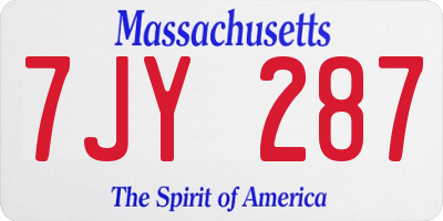 MA license plate 7JY287