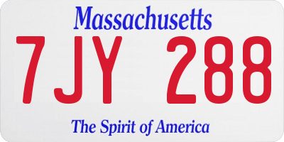 MA license plate 7JY288