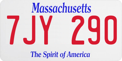 MA license plate 7JY290