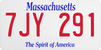 MA license plate 7JY291