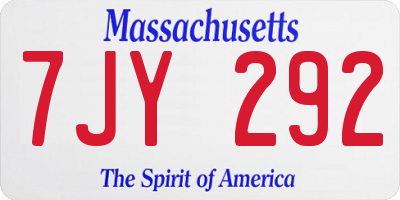 MA license plate 7JY292