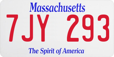 MA license plate 7JY293