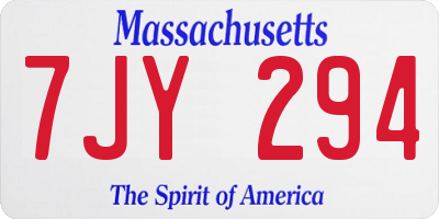 MA license plate 7JY294