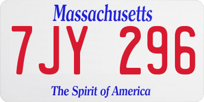 MA license plate 7JY296