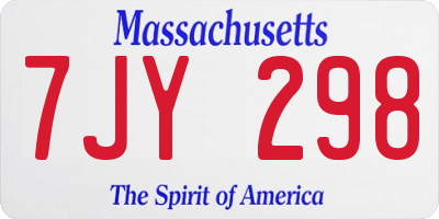 MA license plate 7JY298