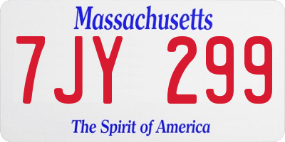 MA license plate 7JY299