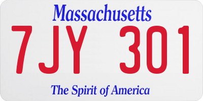 MA license plate 7JY301