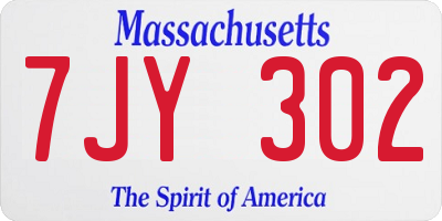 MA license plate 7JY302