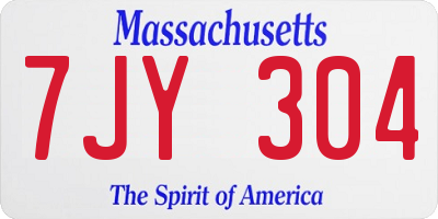 MA license plate 7JY304