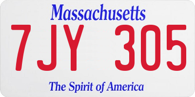 MA license plate 7JY305