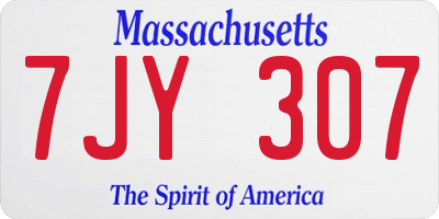 MA license plate 7JY307