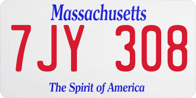 MA license plate 7JY308