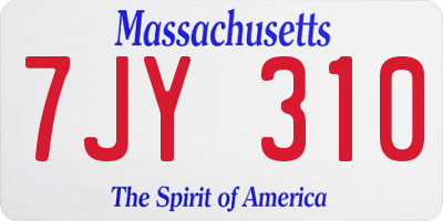 MA license plate 7JY310
