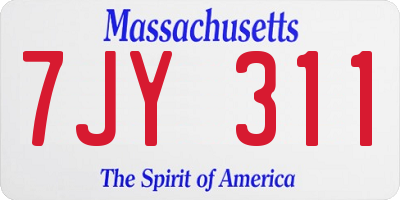 MA license plate 7JY311