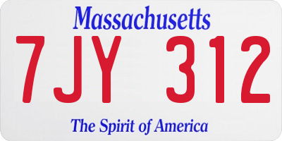 MA license plate 7JY312