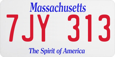 MA license plate 7JY313