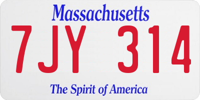 MA license plate 7JY314