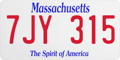 MA license plate 7JY315