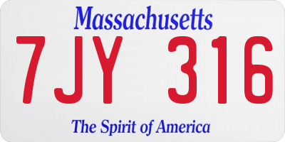 MA license plate 7JY316