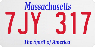 MA license plate 7JY317
