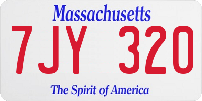 MA license plate 7JY320