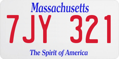 MA license plate 7JY321