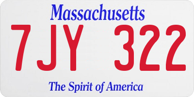 MA license plate 7JY322