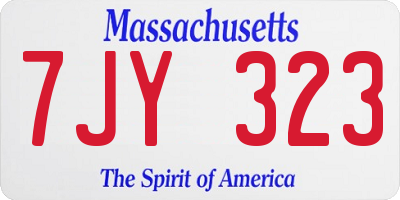 MA license plate 7JY323