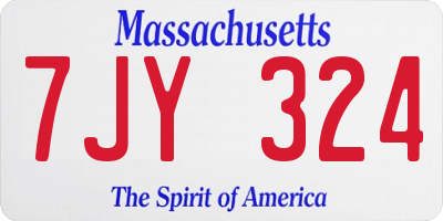 MA license plate 7JY324