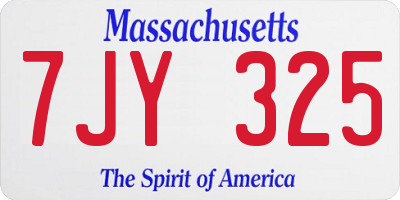 MA license plate 7JY325