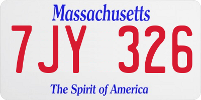 MA license plate 7JY326