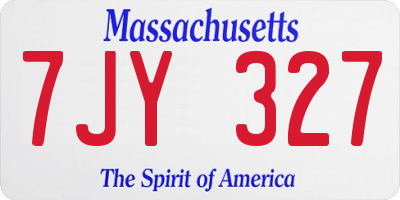 MA license plate 7JY327
