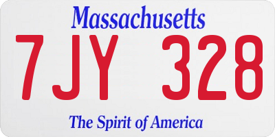 MA license plate 7JY328